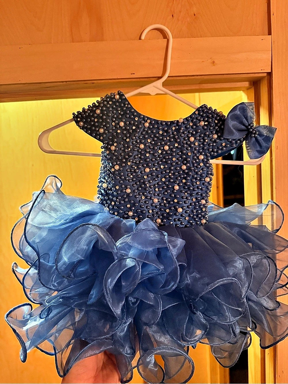Girls Blue Beaded Tulle Formal Dress / Pageant Dress